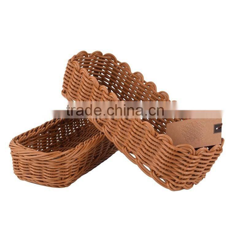 Home or restaurant tableware using eco-friendly plastic rattan bread basket kitchen cutlery tray basket