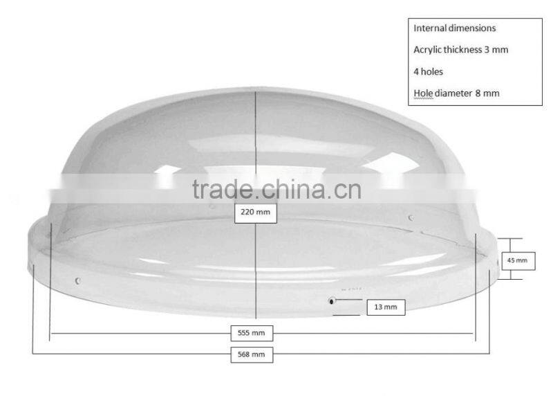 polycarbonate PC plastic Round&Pyramid motor roof skylight covers