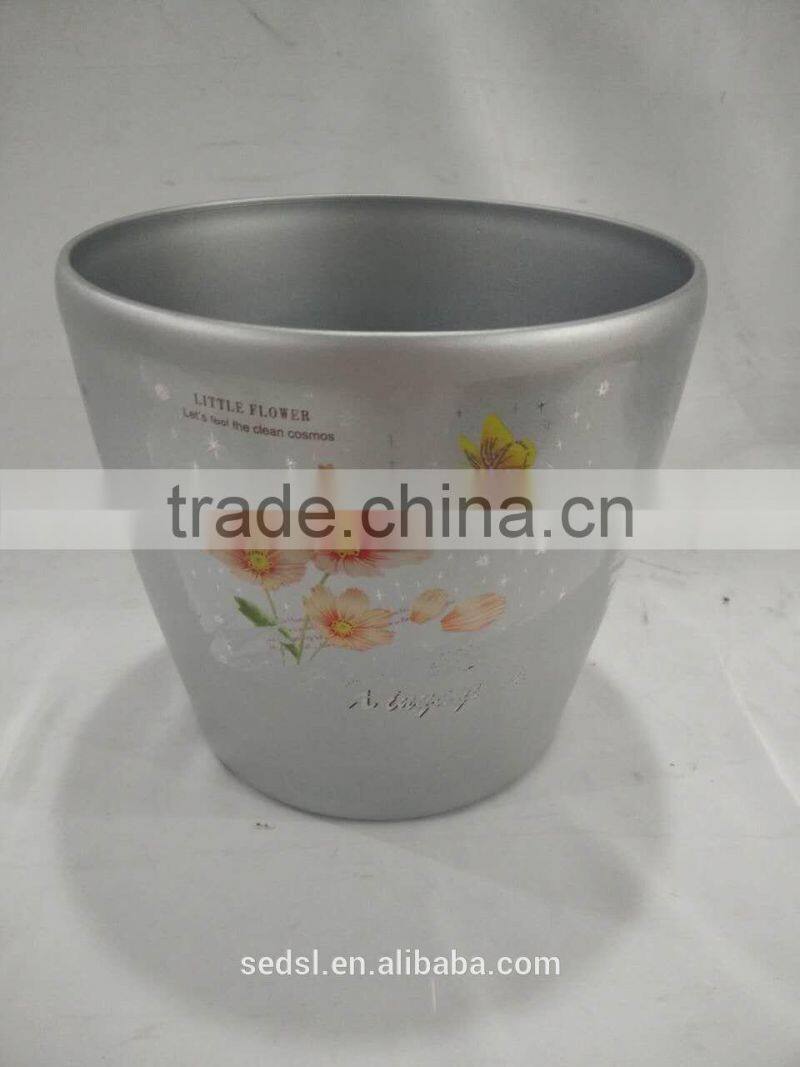 plastic self watering garden printed flower pots