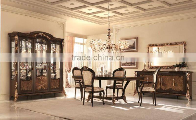 European Classic Long Rectangle Dining Table Set With Arm Chair And Side Chair/Italian Home Dining Room Furniture(MOQ=1 SET)