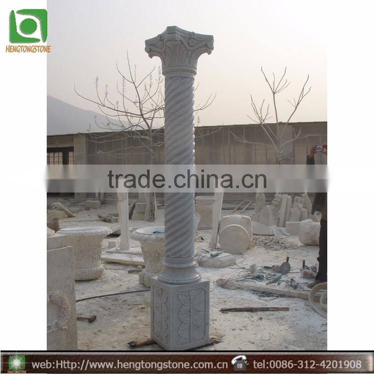 Indoor Solid Decorative White Carved Marble Pillar