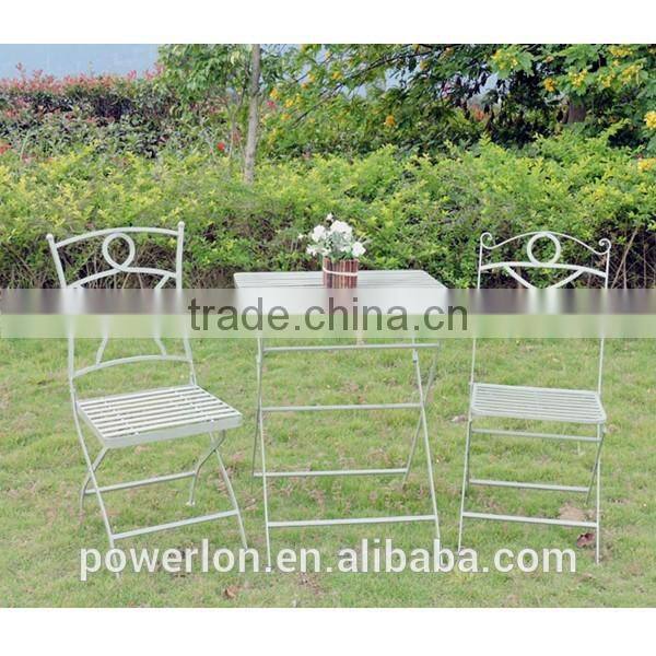 Wrought iron stylish light green square coffe table patio set
