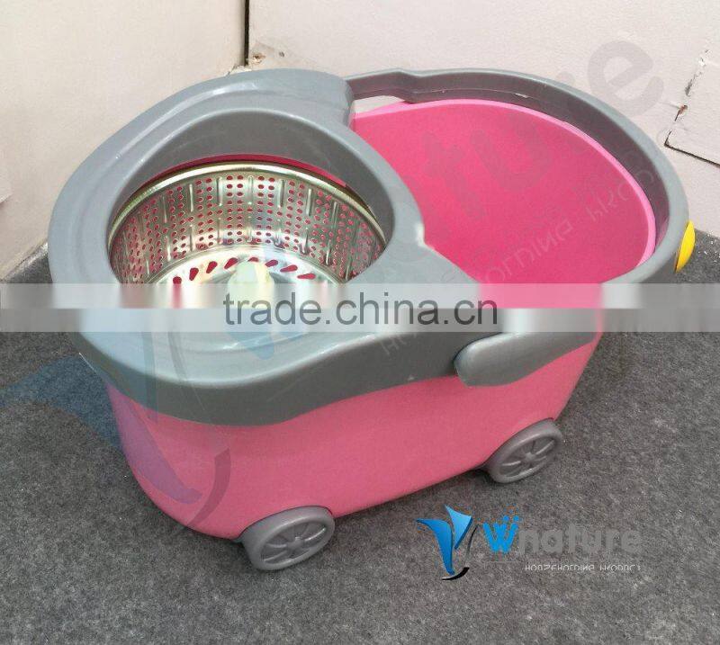 Easy Clean Magic Mop 360 Bucket 2 Heads Micro Fiber Spin Spinning Rotating Head