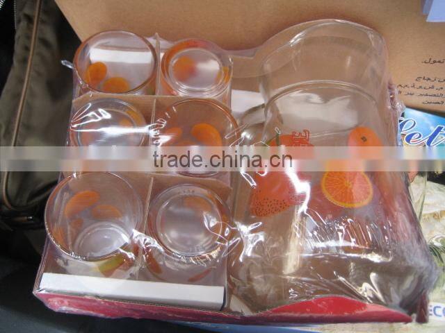 Glass 7pcs water set with fruit designs