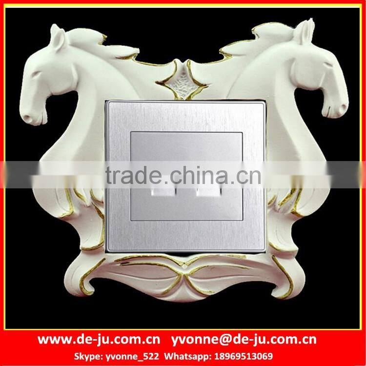White Horse Couple Floral Socket Frames Sticker