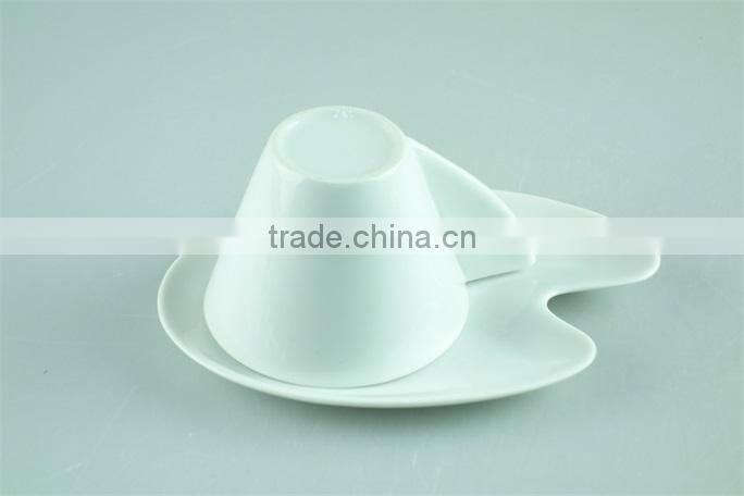 White stock cafe cup and saucer, mini coffee cup and saucers with spoon factory cheap price