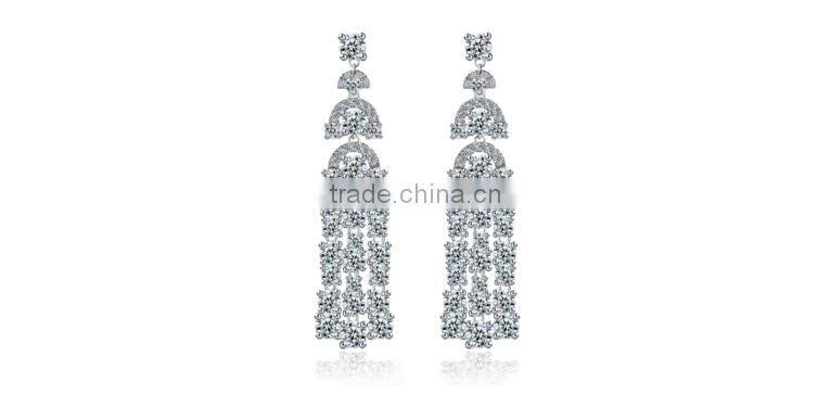 Wholesale Stock Small Order Fashion Women Long Tassels Zircon Earrings