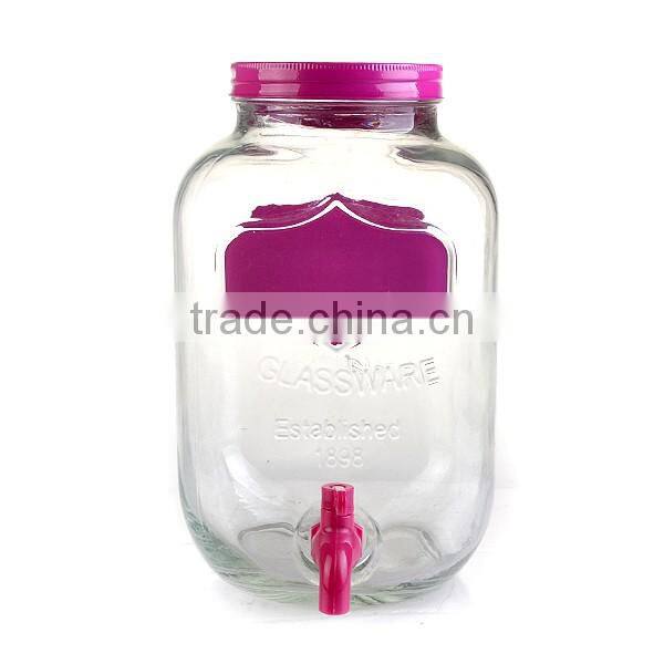 5L Glass Dispenser with colorful decal and tap