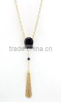 tassel teardrop gemstone gold druzy pendant necklace