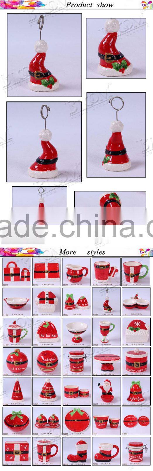 christmas hat decoration ceramic name card holder