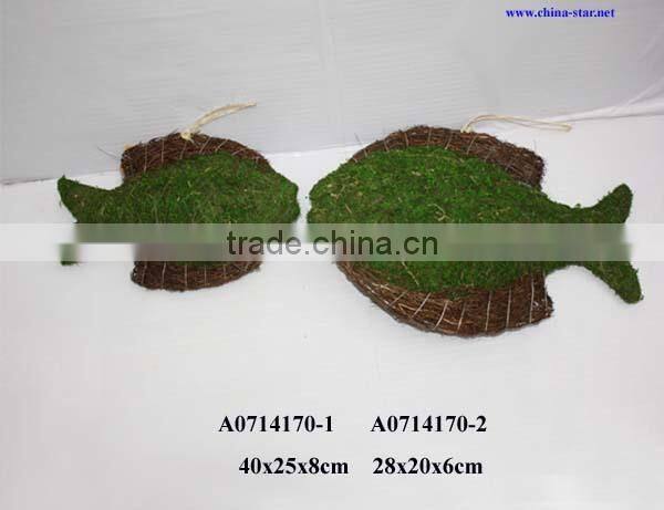 hanging wall basket made of moss