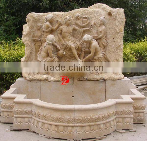 greek marble carving wall fountain with apollo and fairy statue