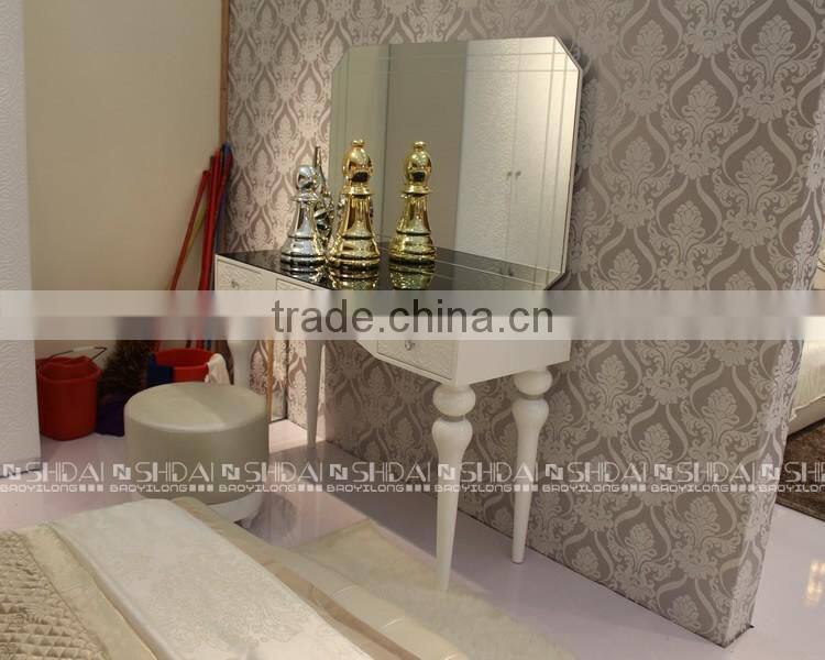 High end black glass top new classical dressing table LV-T801