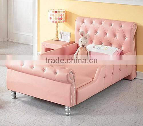 MMD02 sweet pink & blue kids single bed with guardrail 2016 alibaba new classic children kids baby furniture