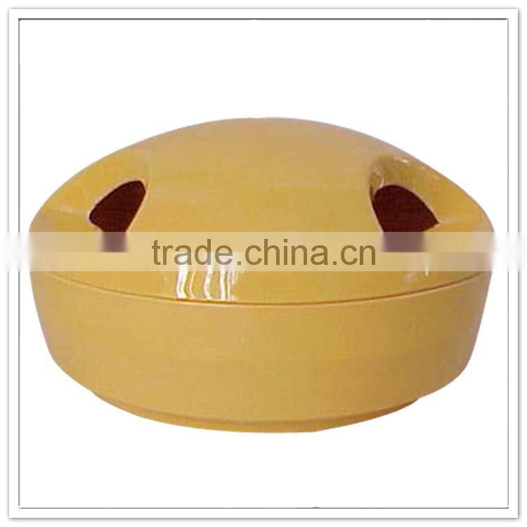 China khaki color hole ceramic-like melamine ashtray with lid