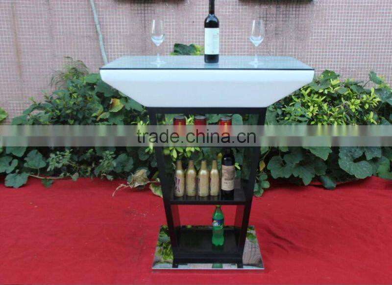 led illuminated home bar counter with stainless steel shelf