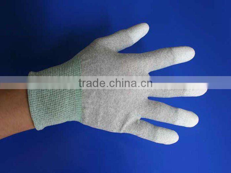 13gauge white nylon gloves fingertips coated with PU
