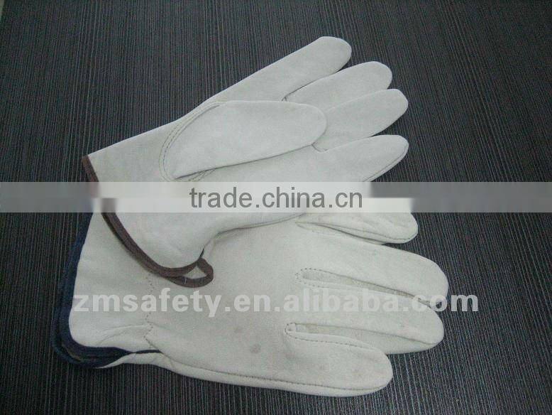 White Goat Grain Leather Driver Glove with CE approval ZM111-G