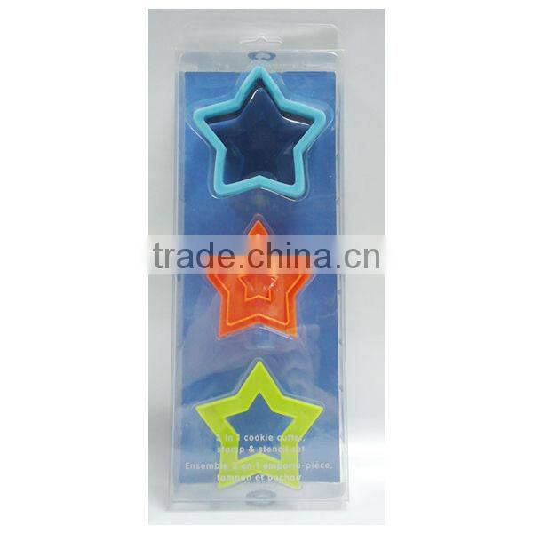 CC7520 Star 3 in 1 Cookie Cutter Cookie Stencil custom cookie stamp