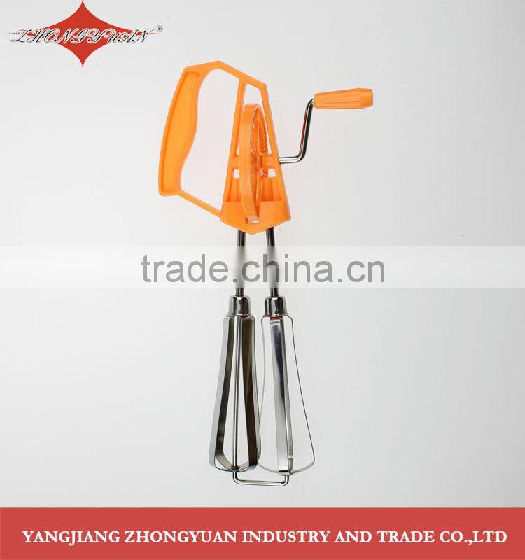 ZY-C1021 10" Classic Rotary kitchen whisk tools stainless steel egg beater with pp handle