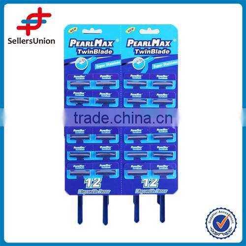 STAINLESS STEEL TWO SIDE SHAVER BLADE WITH PLASTIC HANDLES