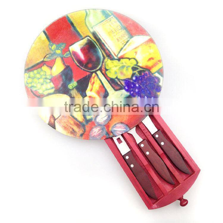 4PCS classic bistro cheese board and knife set