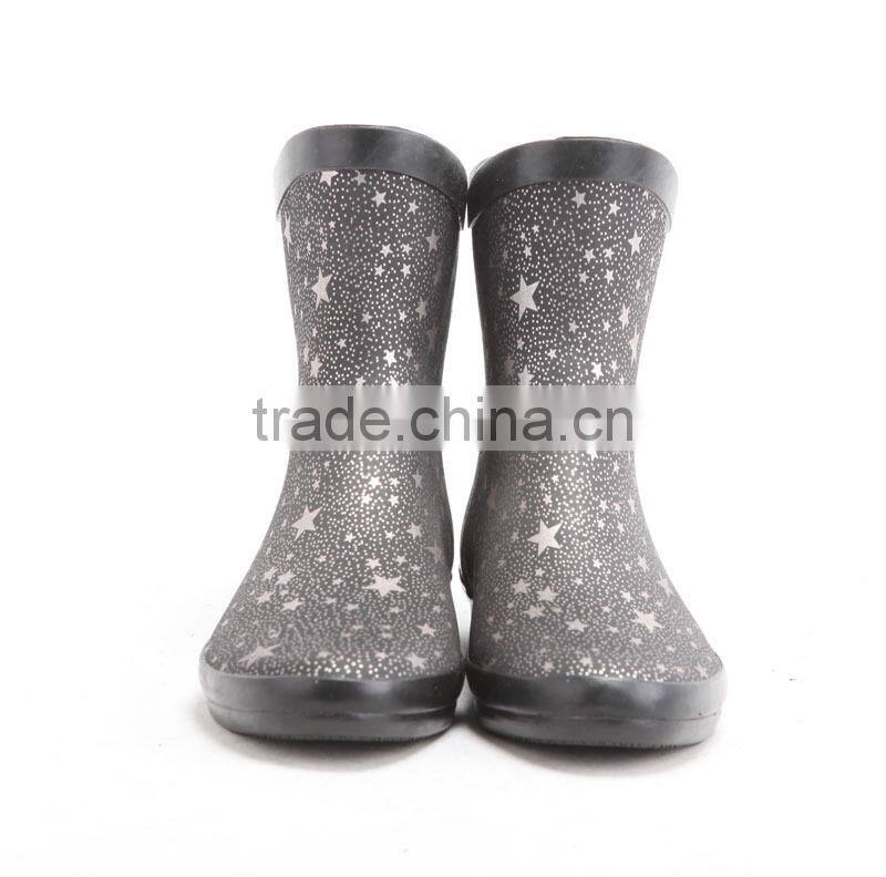 Fabric rain boots with flower fabric upper