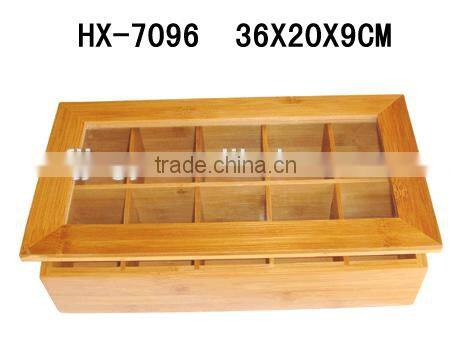 FDA/LFGB Cerficate 10 Compartments Bamboo Storage Tea Package Box
