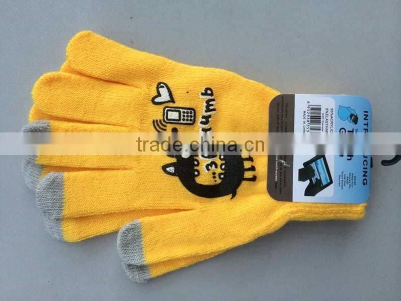 customize any colors printing 3 fingers touch screen gloves