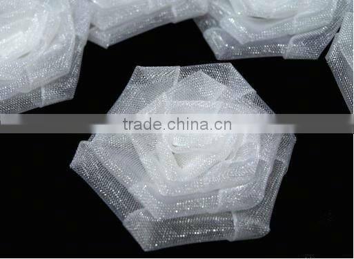 Polyester satin ribbon handmade flowers for dress
