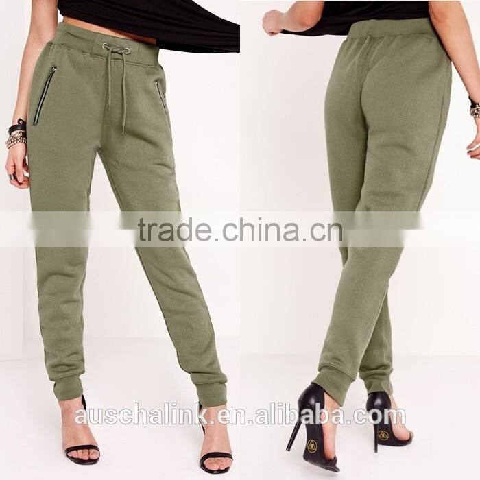 latest lady fashion khaki jogger pants 2016