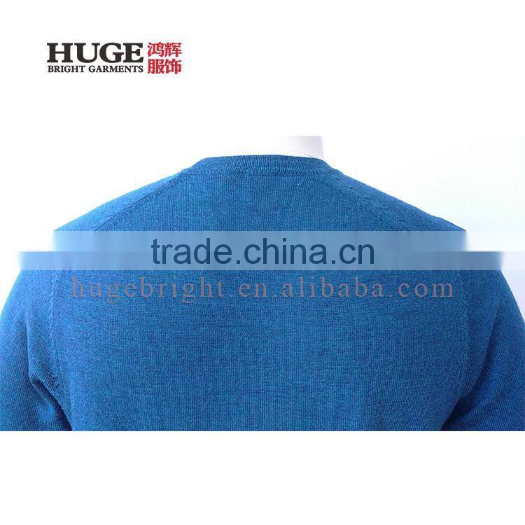 Normal Long Sleeve Round Neck 100% Merio Male Sweater Wool