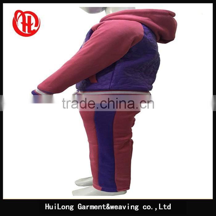 OEM garment Pu fleece hood apparel girls sets clothing