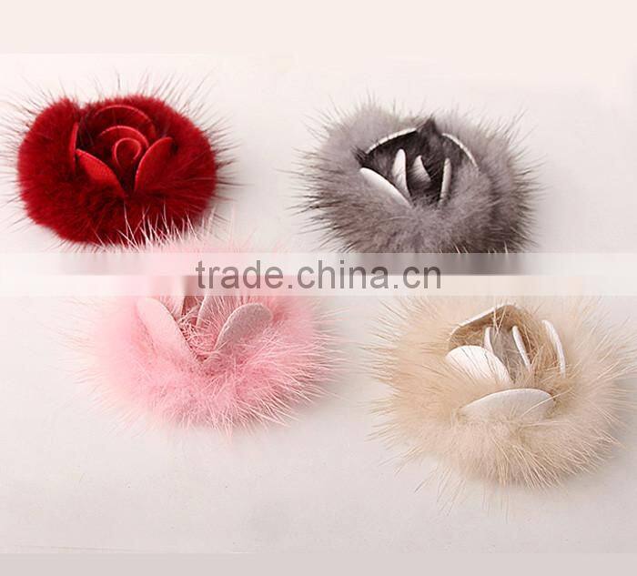 CX-A-36 Genuine Mink Fur Flower Brooch Pin
