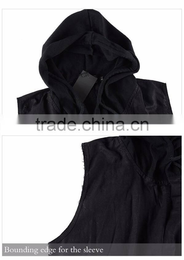 Unique Designer Mens Vest Extended 2016 Spring Streetwear fashion Men's Vest with Hood