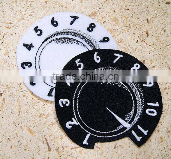 Custom high quality embroidered Personality clock patch for clothes embroidery patch made in china choose size/color