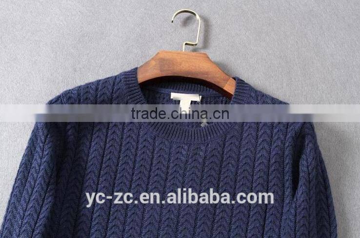 deep blue pullover crocheted sweater for man