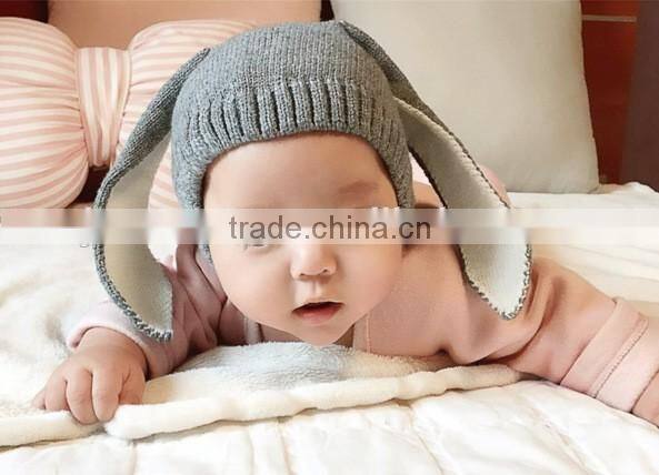 Ins hot imitate animal knitted cap design for kids baby bunny ears hats wholesale