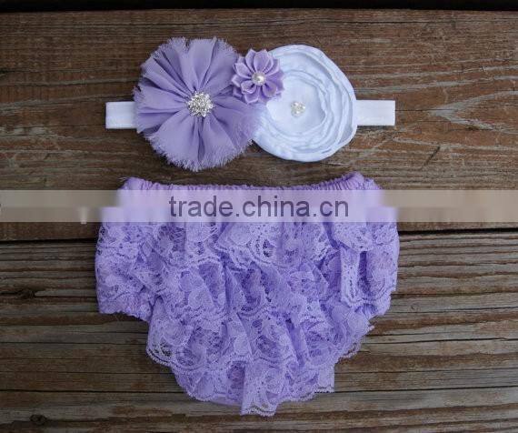 Cute cotton baby ruffle bloomer with bowknot infant diaper cover wholesale children's boutique clothes