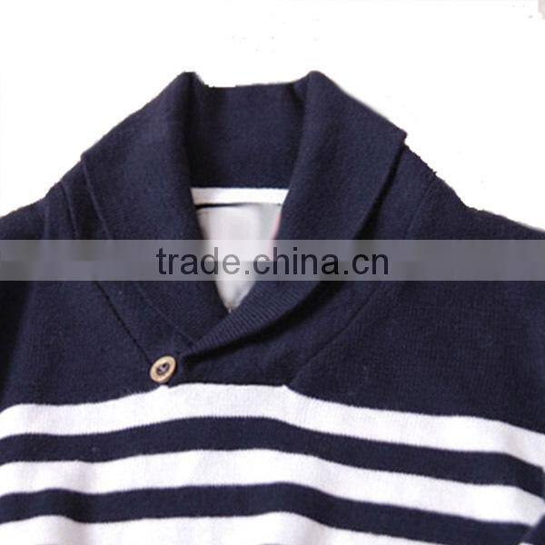 Turn Down Collar Children Stripe Knitting Patterns Sweater