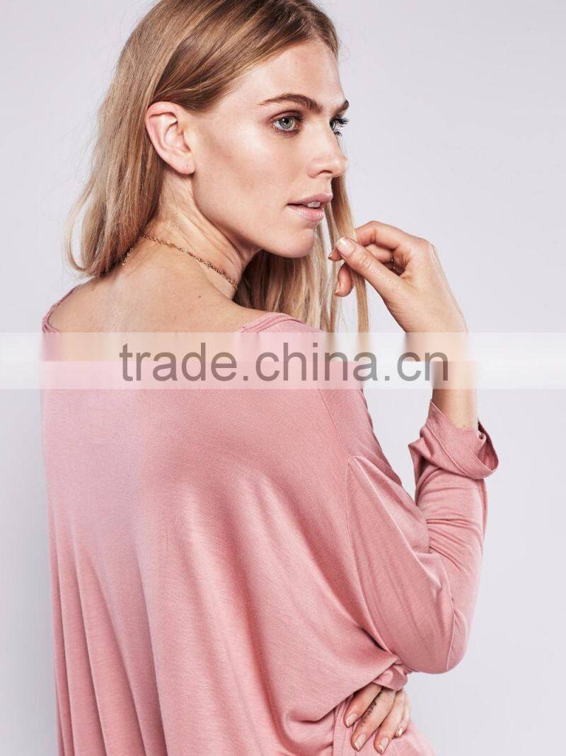 high quality loose fit casual long sleeve t shirt for women