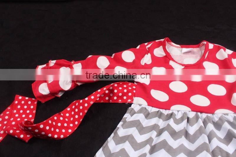 Wholesale Long Sleeve Girls Summer Dress Polka Dot Embroidered Red Heart Kids Boutique Party Dress