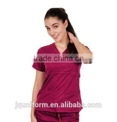 Women's UltraSoft Mock Wrap Scrub TOP Medical Nursing Uniform V-Neck 2-Pockets
