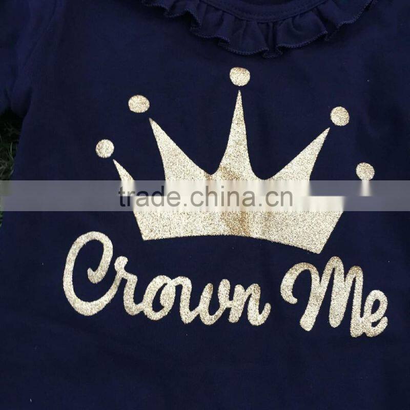 black 2-7t FALL/Winter kids OUTFITS crown gold dress girls hot sell cute clothes kids with matching headband