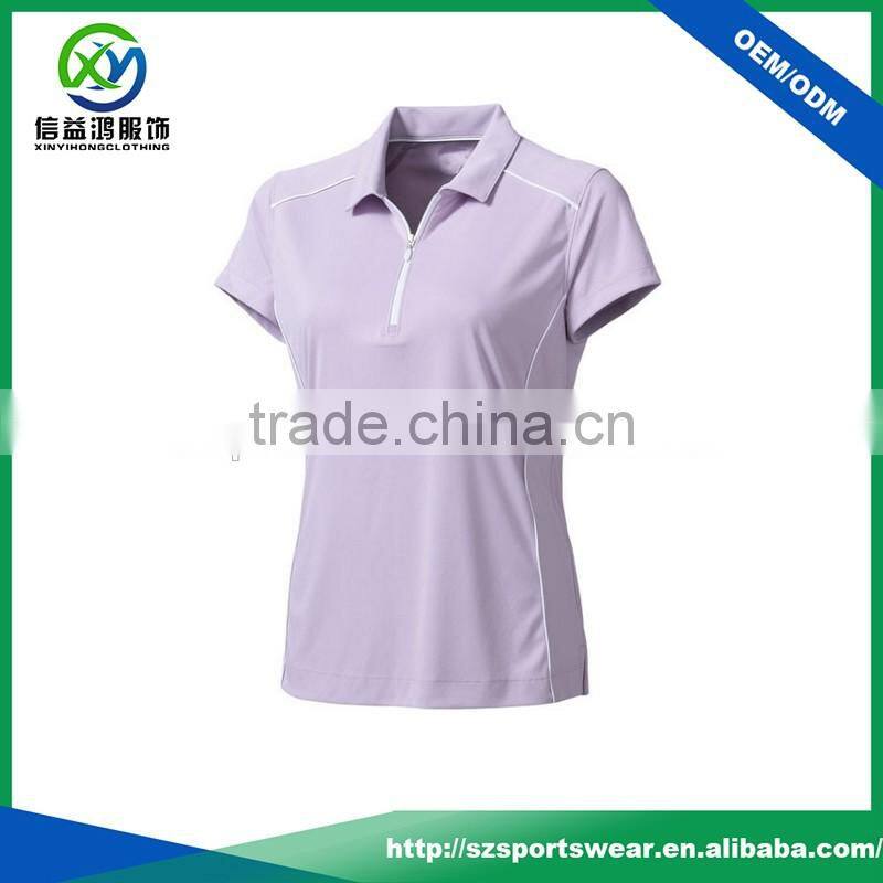 Hot selling New design fashion polyester dry fit fabric golf shirt for women