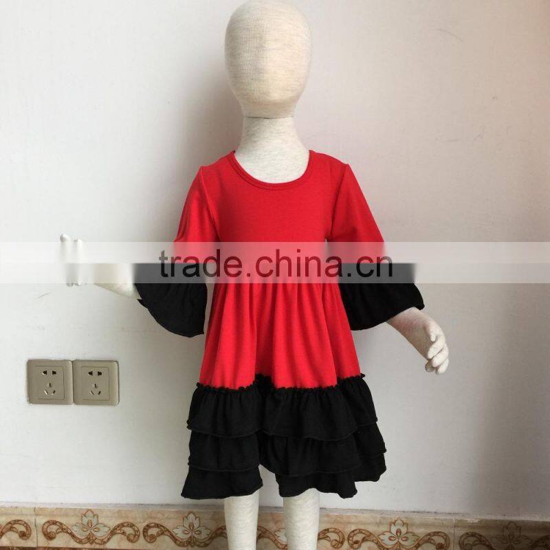 mjy-161Custom high quality cheap red o-neck short sleeve cotton blank children nice girl dress