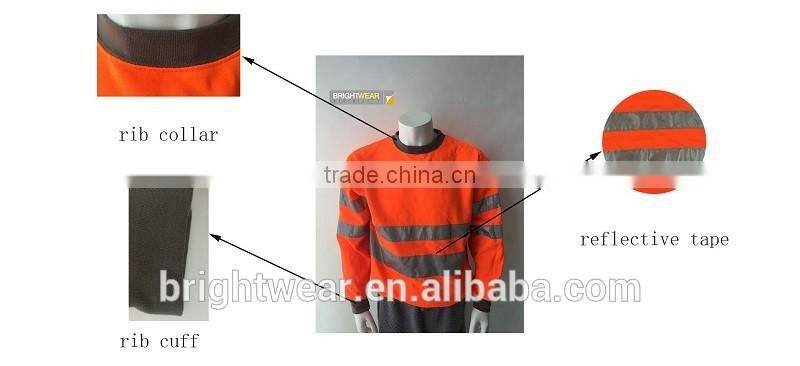 100% polyester inner brush fleece hi vis sweatshirt meet EN ISO20471