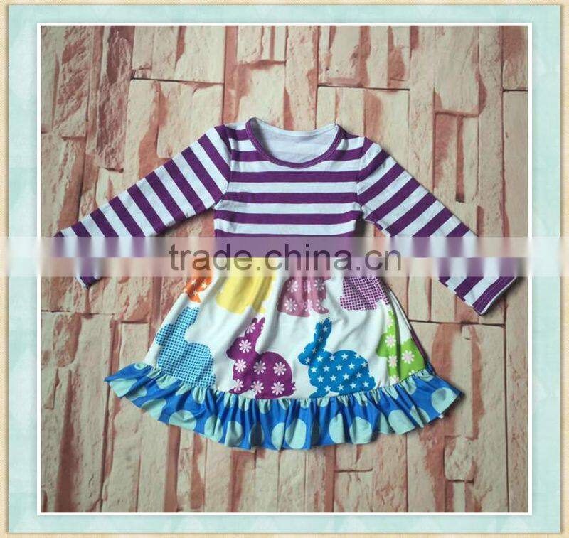 2017 Wholesale latest designs easter rabbit pattern children girl dress