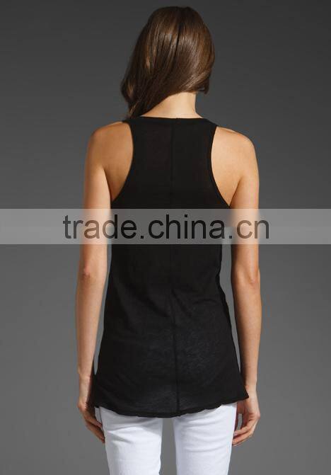 Narrow Racer Back Tank Tops in Black