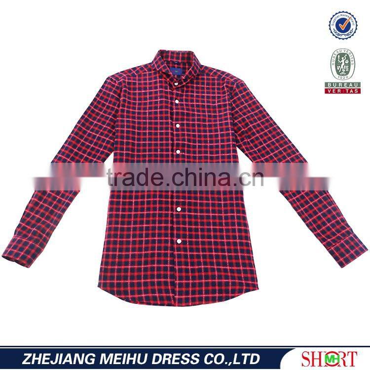 Latest custom flannel shirt for men red black checks mens dress shirts